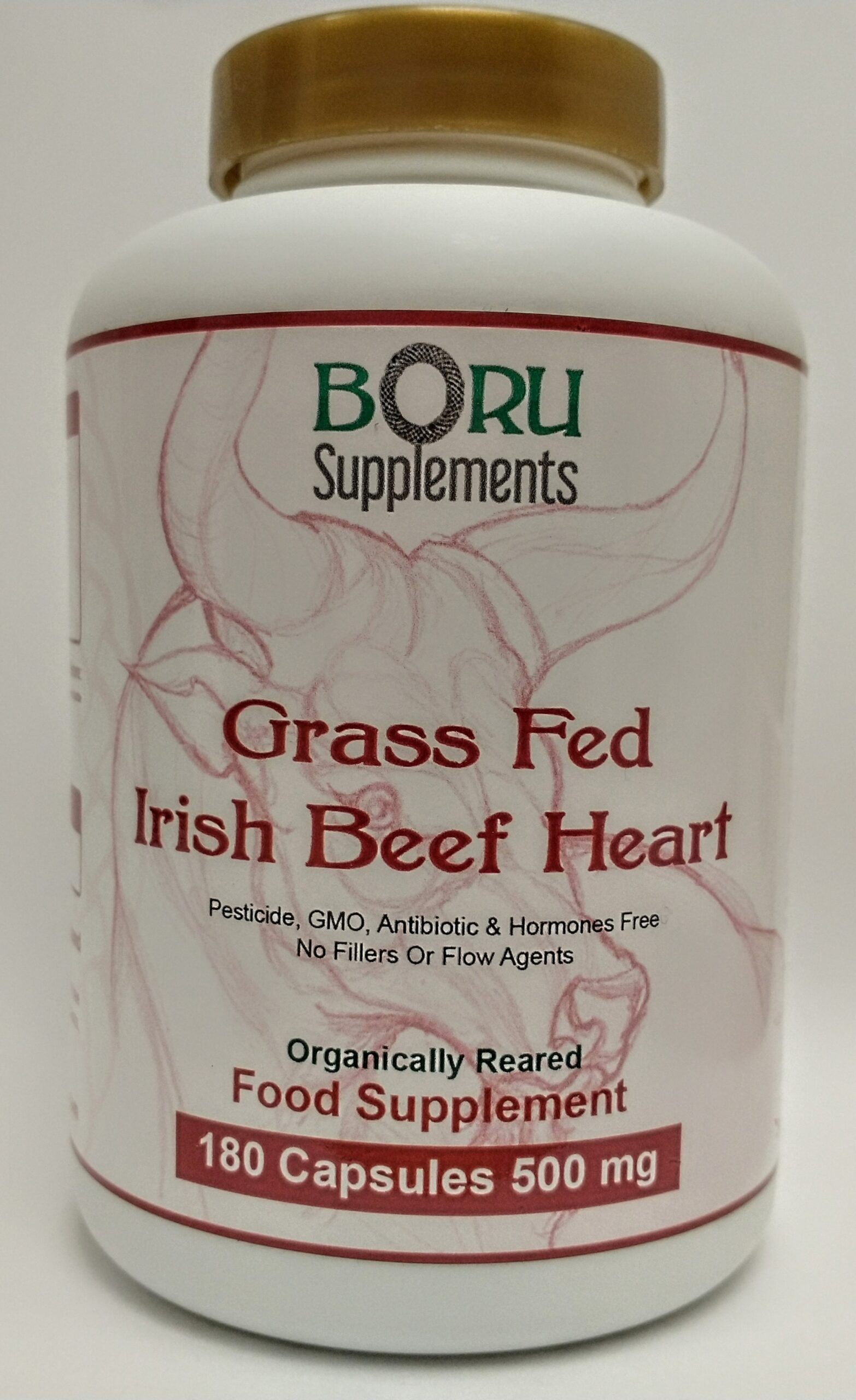 Grass Fed Irish Beef Heart 500mg 180 capsules – Boru Supplements