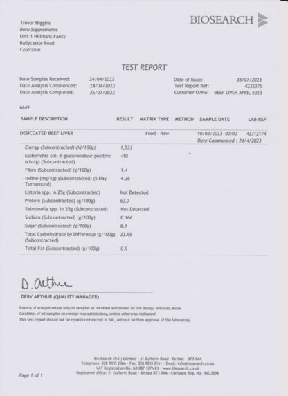 Compliance reports form a ukas certified lab